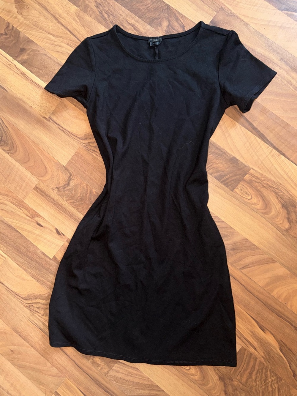 Ann Taylor Black Short-Sleeve Mini Dress